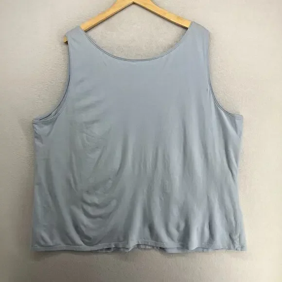 EILEEN FISHER Tank Top 3X Stretch Organic Cotton Jersey Scoop Neck Blue USA - Picture 2 of 12